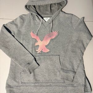 American Eagle Outfitters Gray Hoodie with Pink Eagle